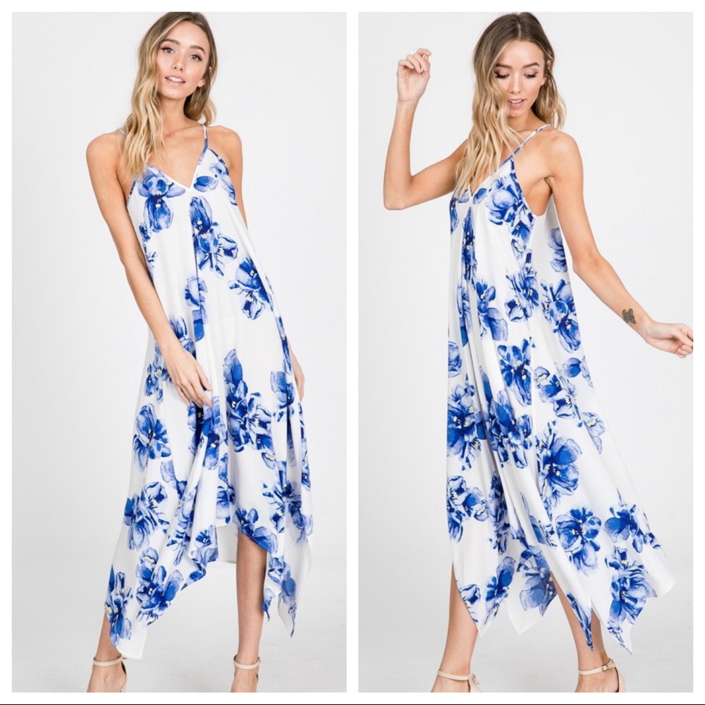 Blue Floral cami tank dress - Picture 3 of 4